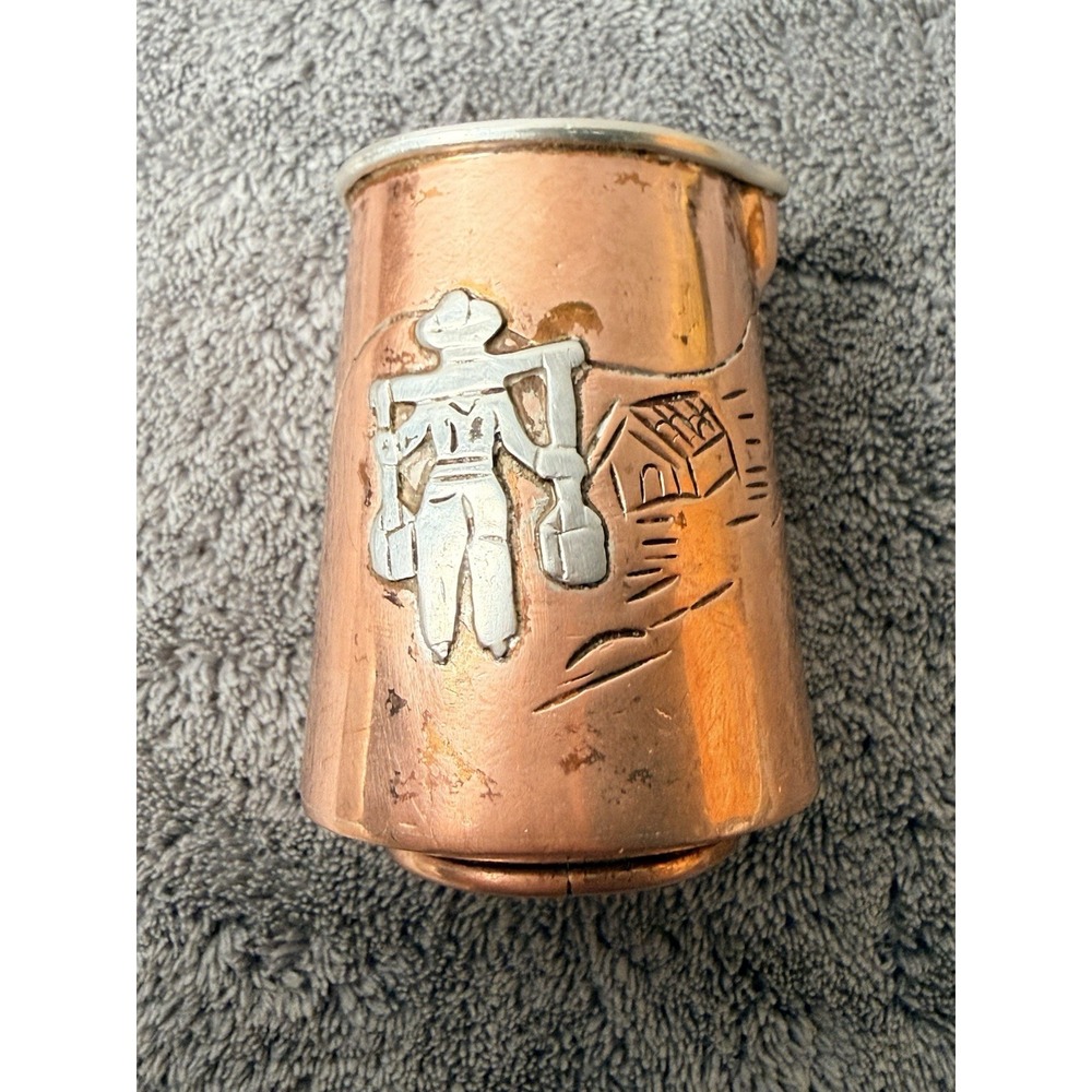 Ana Nunez Brilanti Victoria Taxco Copper And Silver Overlay Mini Creamer